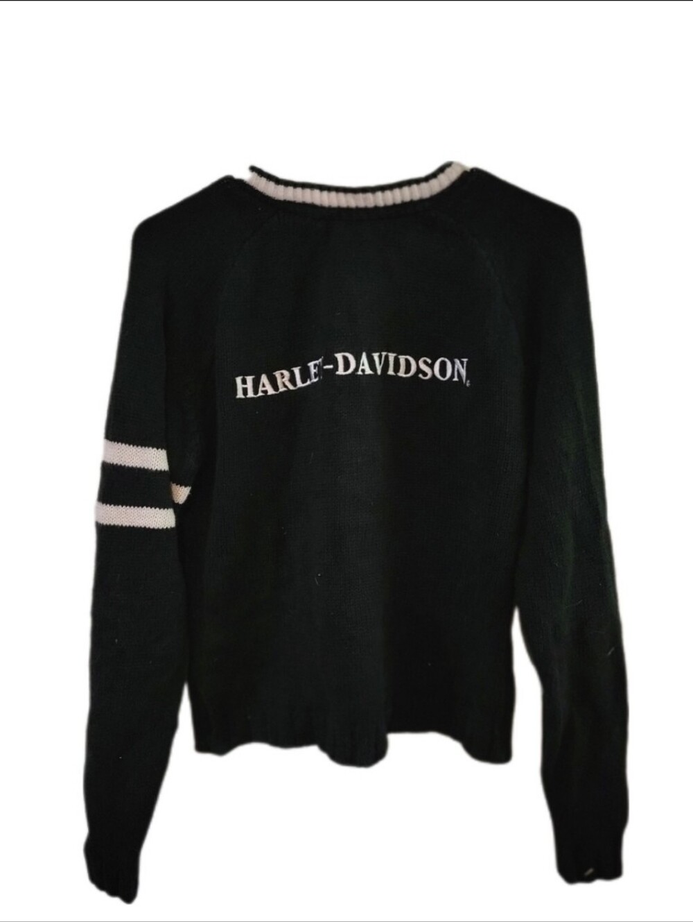 Vintage Harley Davidson Heavy Knit Zip Up Sweater Cardigan Embroidered Small